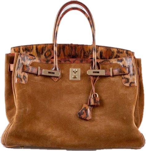 Suede Birkin with leopard trim